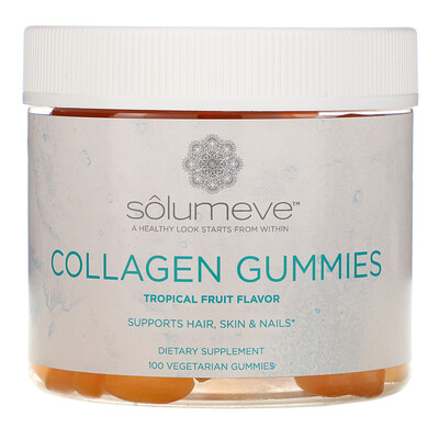 

Solumeve Коллагеновые жевательные таблетки, без желатина, вкус тропических фруктов, 100 жевательных таблеток