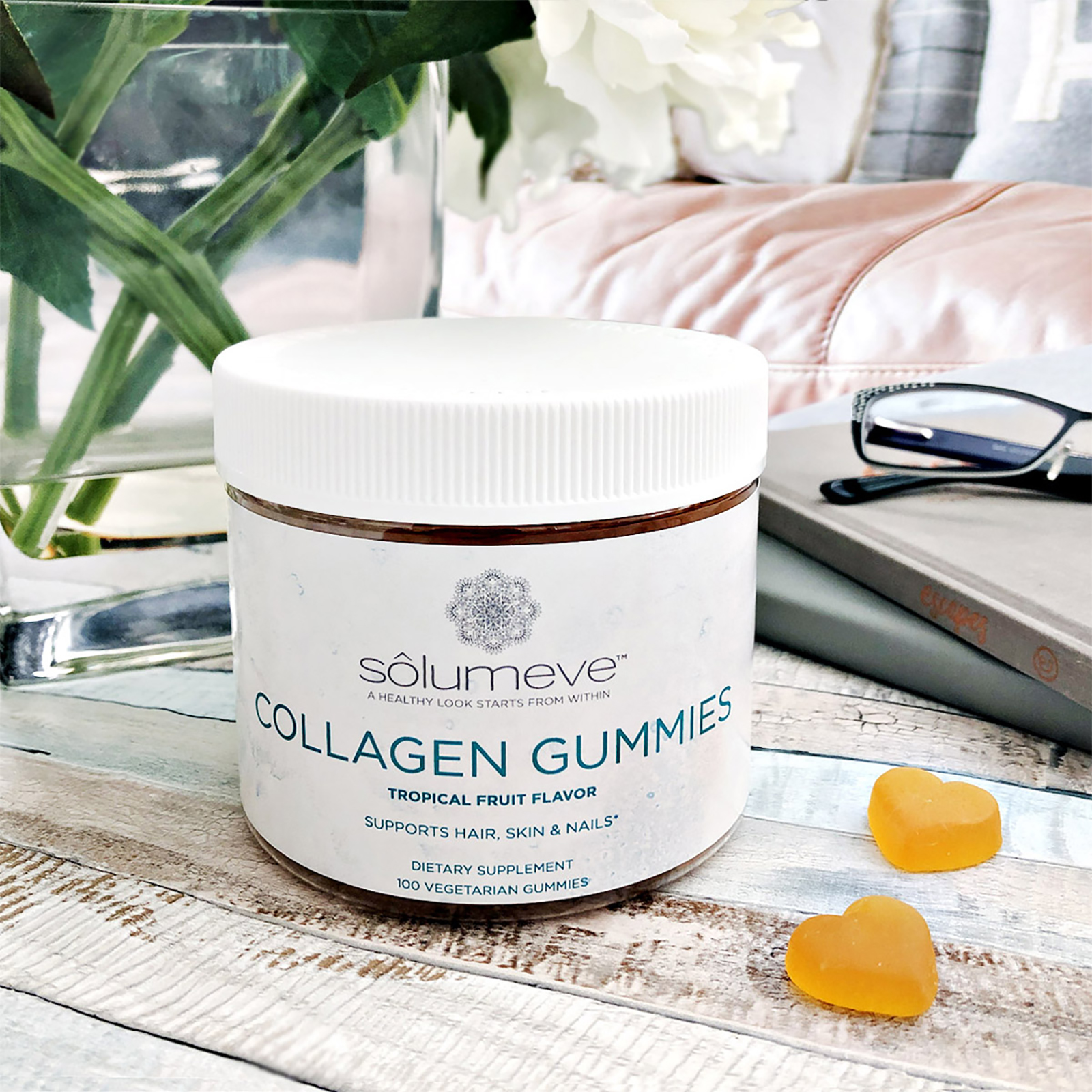 Solumeve, Collagen Gummies, Gelatin Free, Tropical Fruit Flavor, 100 ...