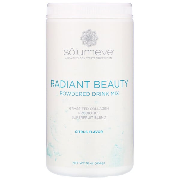 Solumeve, Radiant Beauty, Grass-Fed Collagen, Probiotics & Superfruits Powdered Drink Mix, Citrus, 16 oz (454 g)