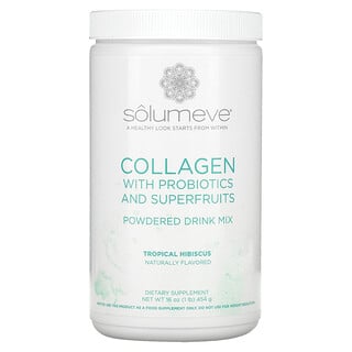 Solumeve, Collagen with Probiotics and Superfruits, Kollagen mit Probiotika und Superfrüchten, Pulver-Trinkmischung, Tropischer Hibiskus, 454 g (16 oz.)