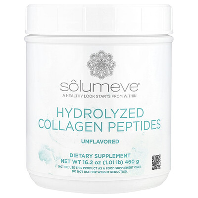 Solumeve  Hydrolyzed Collagen Peptides Powder  Unflavored   1.01 lb (460 g)