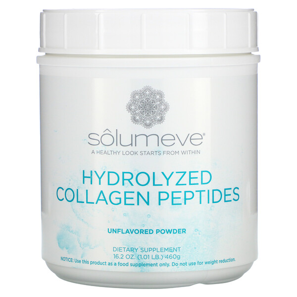 Solumeve, Hydrolyzed Collagen Peptides, Unflavored Powder, 16 oz (1 lb) 460 g