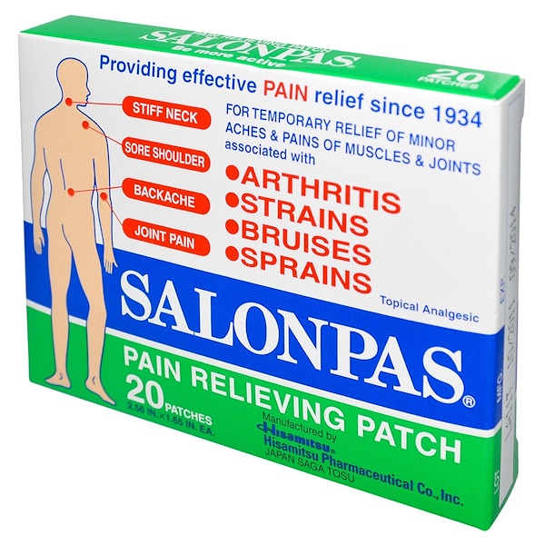 Salonpas, Pain Relieving Patch, 20 Patches, 2.56 in X 1.65 in Each iHerb