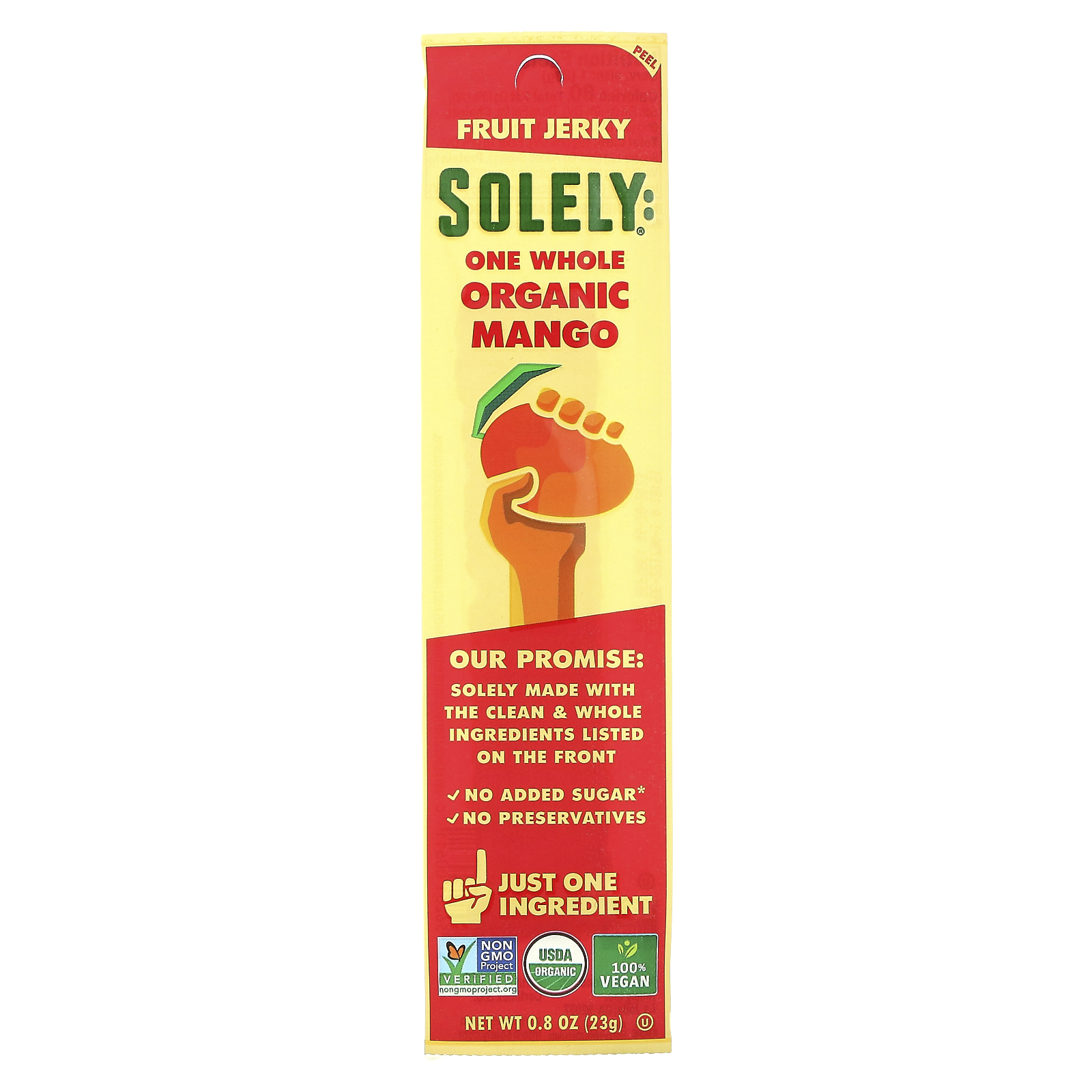Solely, Fruit Jerky, Organic Mango, 0.8 oz (23 g)