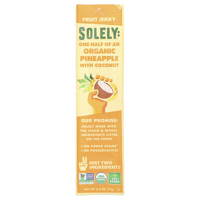 Solely , Fruit Jerky, Organic Pineapple With Coconut, 0.8 Oz (23 G)
