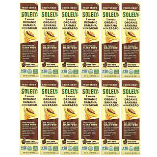 Solely, Organic Fruit Jerky, Banana with Cacao, 12 Strips, 0.8 oz (23 g) Each