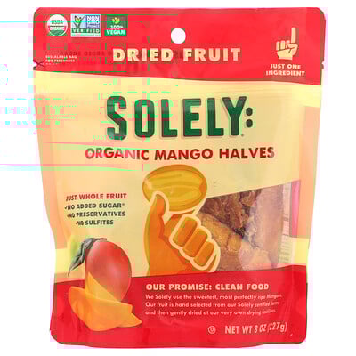 Product Image for Solely, Organic Dried Fruit, Mango Halves, 8 oz (227 g)