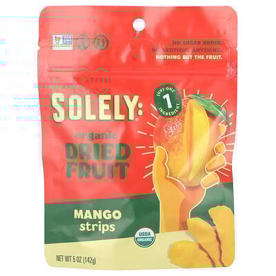 Product Image for Solely, Organic Dried Fruit, Mango Strips, 5 oz (142 g)