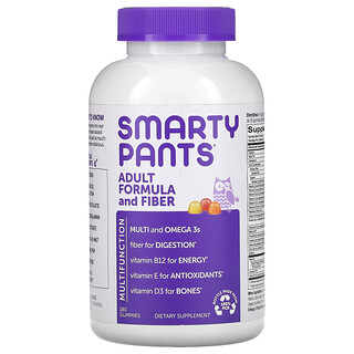 SmartyPants, Adult Formula and Fiber, Lemon, Strawberry Banana, and Orange, 180 Gummies