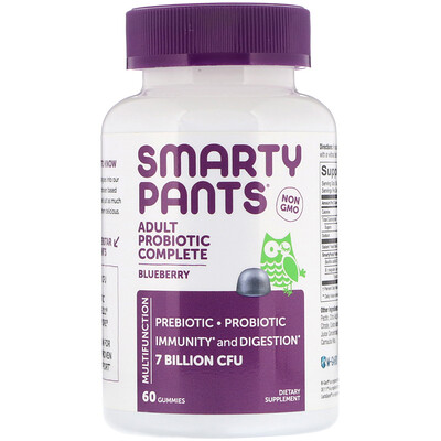 SmartyPants Комплекс пробиотиков для взрослых, голубика, 60 жевательных таблеток