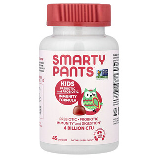 SmartyPants, Çocuklar İçin Prebiyotik ve Probiyotik Yumuşak Şeker, Bağışıklık Takviyesi, Çilek Kremalı, 45 Yumuşak Şeker