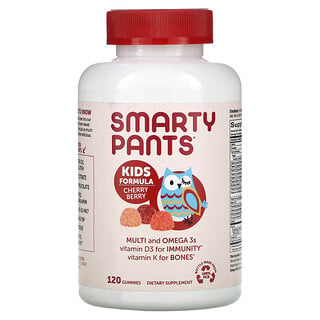 SmartyPants, تركيبة للأطفال، فيتامينات متعددة وأحماض أوميجا 3، نكهة التوت والكرز، 120 علكة