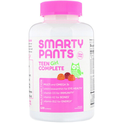 SmartyPants комплекс для подростков-девушек, лимон и лайм, ягоды, кислое яблоко, 120 жевательных таблеток