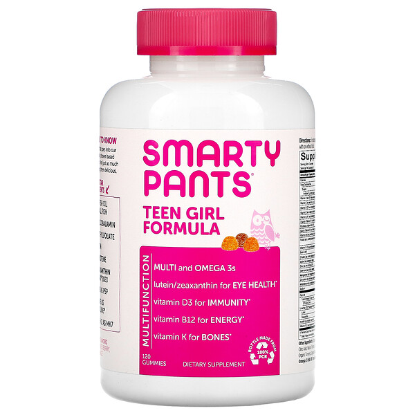 SmartyPants, мультивитамины для девочек-подростков, лимон, лайм и ягодный микс, 120 жевательных конфет
