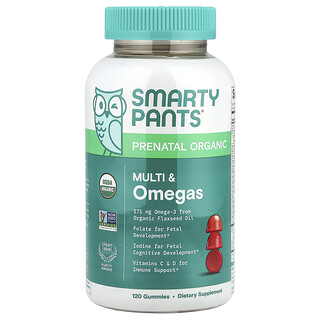 SmartyPants, 有機產前多維生素和 Omegas，葡萄，藍莓和什錦漿果味，120 粒軟糖