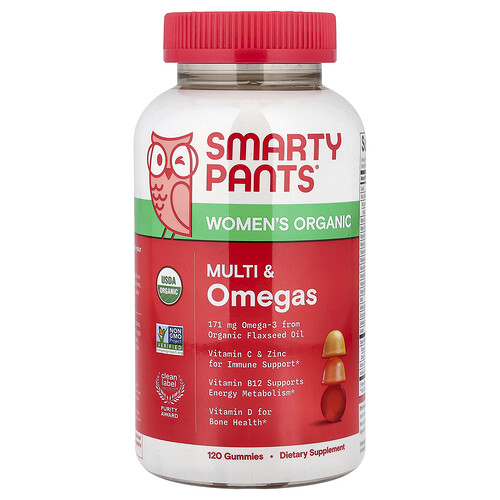 SmartyPants, Women's Bio-Multivitamine & Omegas, Himbeeren, Zitronen-Limette & Traube, 120 Gummis