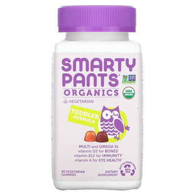 

SmartyPants Organics комплекс для малышей вишня и ягодный микс 60 вегетарианских жевательных таблеток