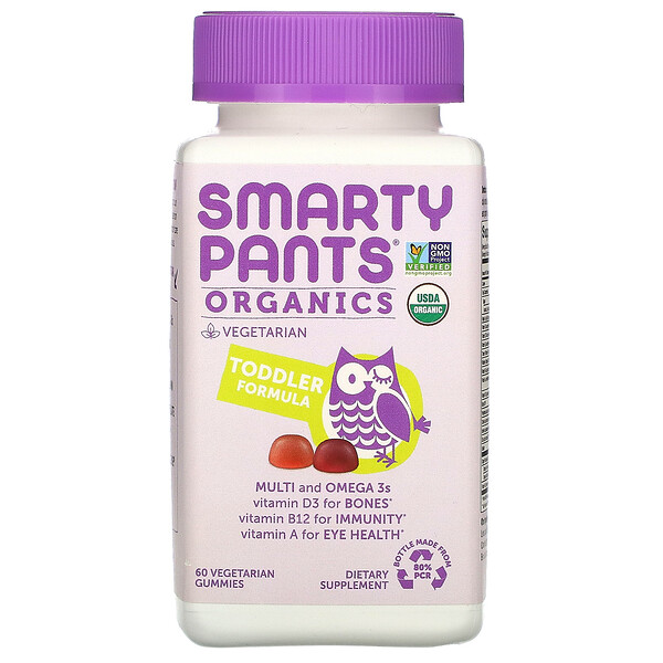 SmartyPants, Organics, Toddler Formula, Nährstoffe für Kleinkinder, Kirsche und Beerenmischung, 60 vegetarische Fruchtgummis