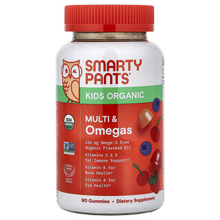 SmartyPants, Gommes biologiques aux multivitamines et omégas pour enfants, Mélange de baies et cerises, 90 gommes