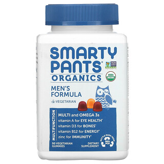 SmartyPants, Organic Men's Formula, Raspberry, Orange, and Cherry, 90 Vegetarian Gummies