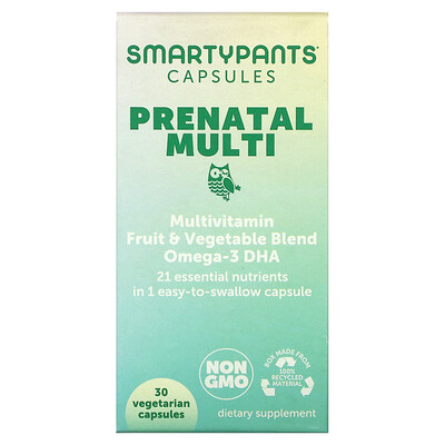 

SmartyPants Prenatal Multi, 30 вегетарианских капсул