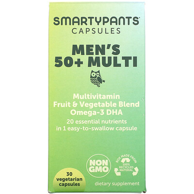SmartyPants Mens 50+ Multi, 30 Vegetarian Capsules