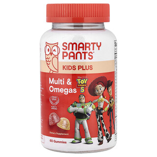 SmartyPants, Kids Plus, Multi & Omegas Gummies, Lemon, Orange, and Strawberry Banana, 60 Gummies