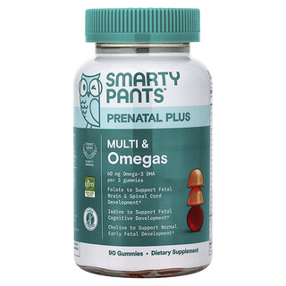 SmartyPants‏, Prenatal Plus, סוכריות גומי מולטי ואומגות, לימונדת תפוזים ותות, 90 סוכריות גומי