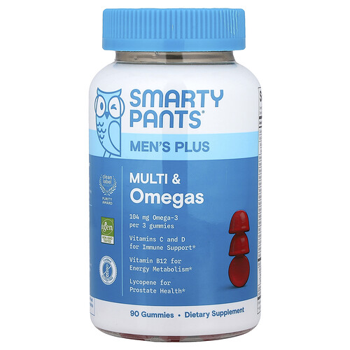 Smartypants Men's Plus Multi & Omegas, Raspberry Lemonade, 90 Gummies