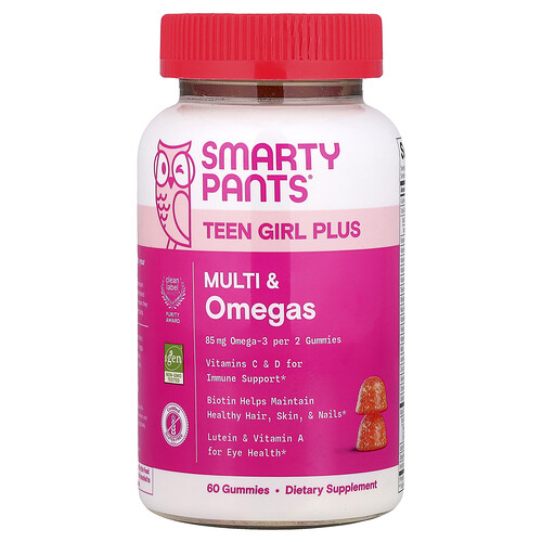 SmartyPants, Suplemento multivitamínico para chica adolescente plus con omega. Mango y naranja, 60 gomitas