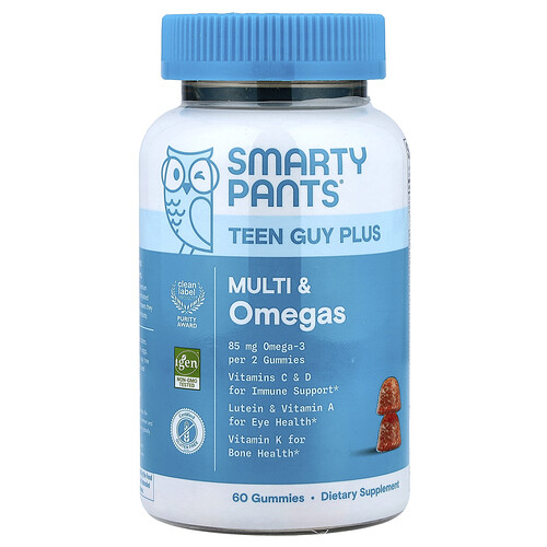 SmartyPants, Teen Guy Plus, Multivitamine & Omegas, Ananas & Orange, 60 Fruchtgummis