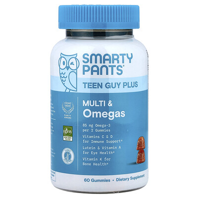 SmartyPants, Suplemento multivitamínico y omega para adolescentes, Piña y naranja, 60 gomitas