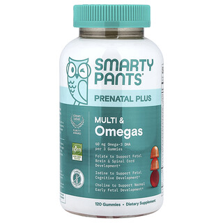 SmartyPants, 产前多营养素和 Omega 软糖+，橙子和草莓柠檬水味，120 粒