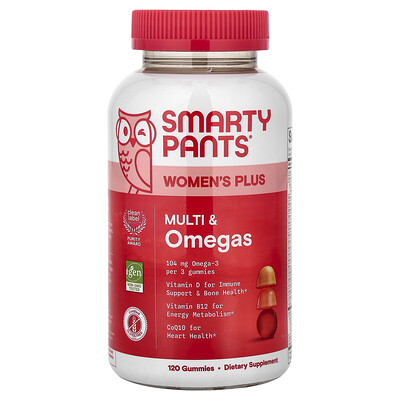SmartyPants, Women's Plus, Gomitas con múltiples suplementos y omega, Crema de fresa, naranja y limón, 120 gomitas