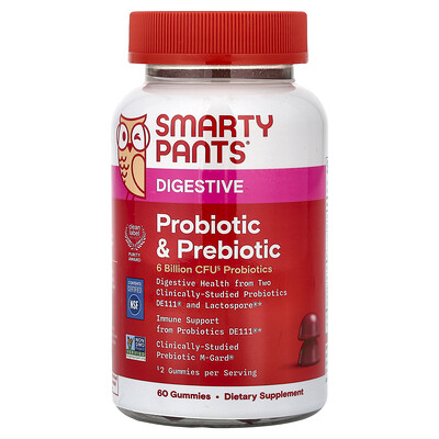 SmartyPants, Gomitas digestivas, Probióticas y prebióticas, Uva, 60 gomitas