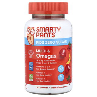 SmartyPants, Sans sucre pour enfants, Multivitamines et omégas, Fraise, banane, 60 gommes