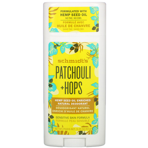 Schmidt's‏, Natural Deodorant, Patchouli + Hops, 3.25 oz (92 g)