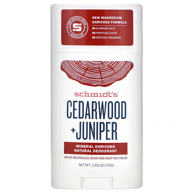 

Schmidt's Natural Deodorant, Cedarwood+Juniper, 2.65 oz (75 g)
