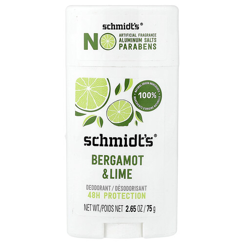 Schmidt's Deodorant, Bergamot & Lime, 2.65 oz (75 g)