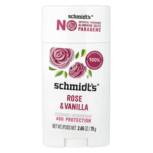 Schmidt's Deodorant, Rose & Vanilla, 2.65 oz (75 g)