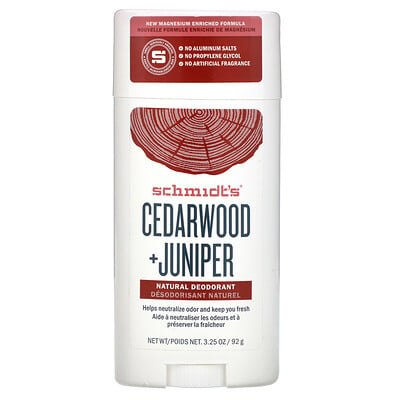 Schmidt's Natural Deodorant, Cedarwood + Juniper, 3.25 oz (92 g)