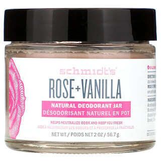 Schmidt's, Natural Deodorant Jar, Rosa + Vanilla, natürliches Deodorant mit Rose und Vanille, 56,7 g (2 oz.)
