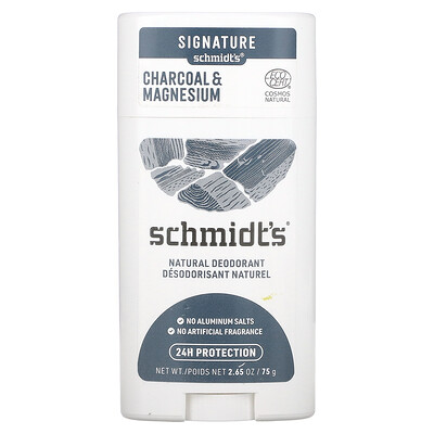 Schmidt's Натуральный дезодорант, древесный уголь и магний, 75 г (2,65 унции)