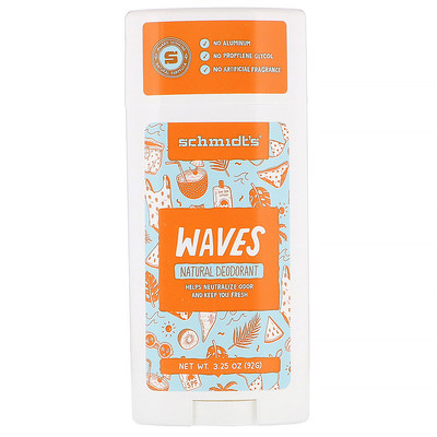 Schmidt's Natural Deodorant, Waves, 3.25 oz (92 g)