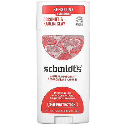 Купить Schmidt's Натуральный дезодорант, кокос и каолиновая глина, 92 г (3, 25 унции)