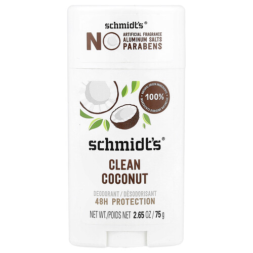 Schmidt's Deodorant, Clean Coconut, 2.65 oz (75 g)