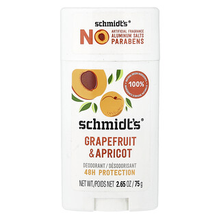 Schmidt's, Deodorant、グレープフルーツ＆アプリコット、75g（2.65オンス）
