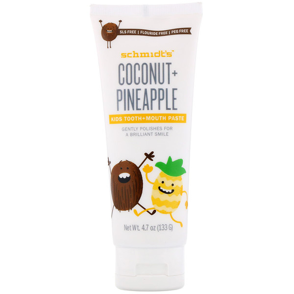 Schmidt's‏, Kids Tooth + Mouth Paste, Coconut + Pineapple, 4.7 oz (133 g)