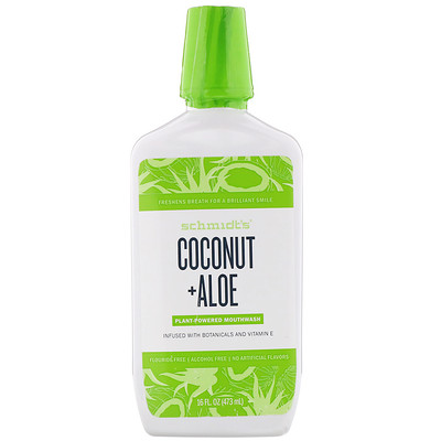 Schmidt's Plant-Powered Mouthwash, Coconut + Aloe, 16 fl oz (473 ml)