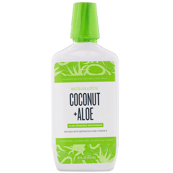 Schmidt's‏, Plant-Powered Mouthwash, Coconut + Aloe, 16 fl oz (473 ml)